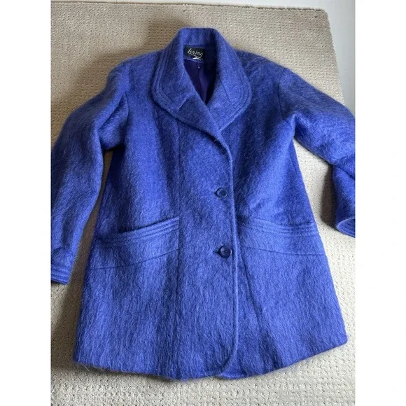 Women's Vtg Size 10 P Loring Super Soft Periwinkle Mohair Wool Coat Made In USA - Picture 7 of 10